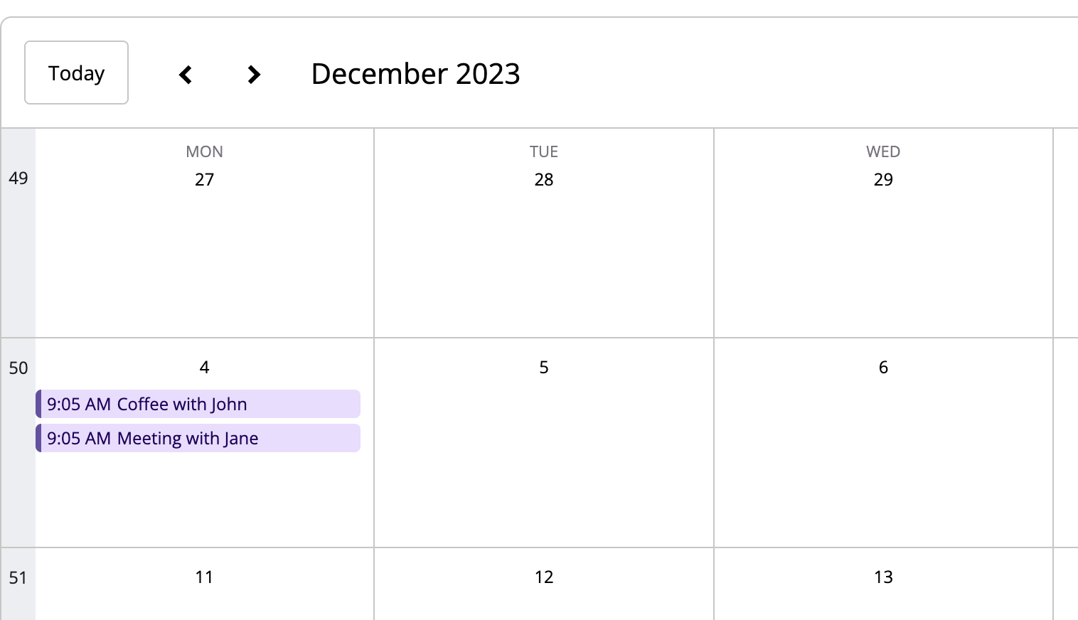 Calendar with events in London time and Tokyo time